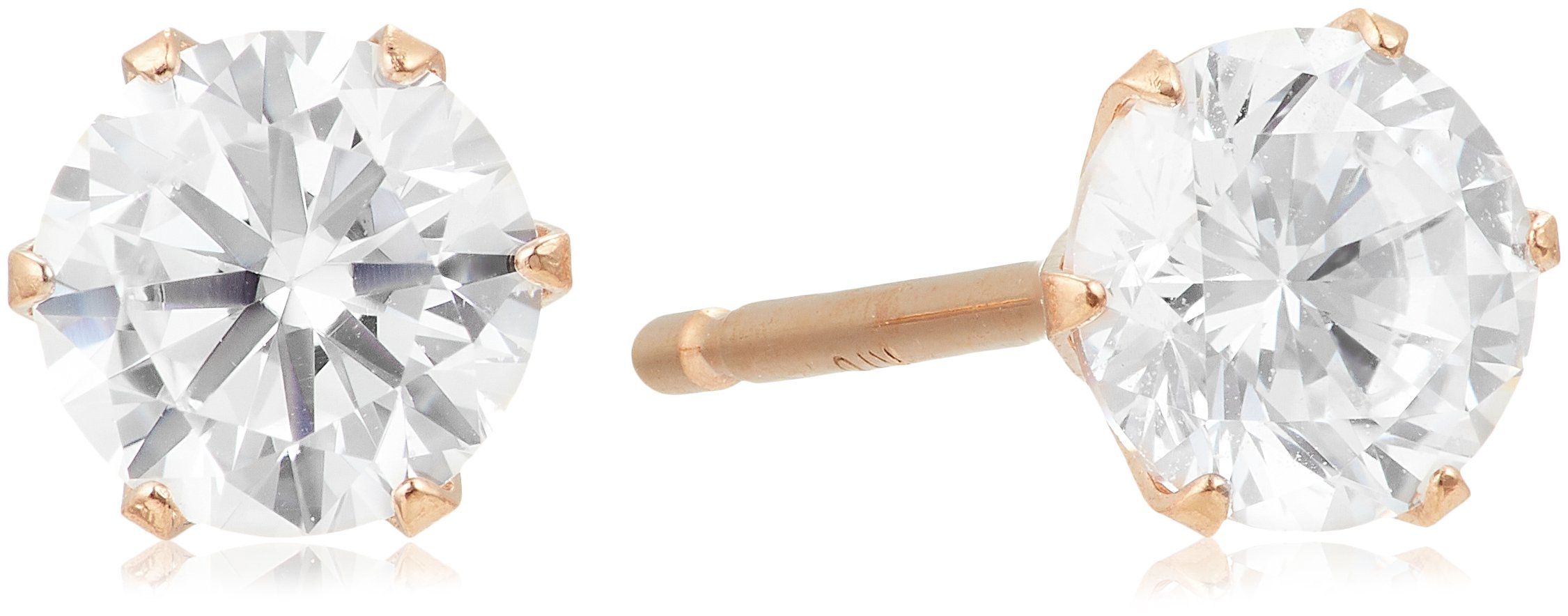 Amazon.co.jp: Estelle K18 Pink Gold Cubic Zirconia Earrings (M